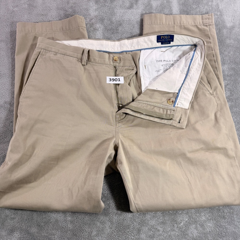 Polo Ralph Lauren Chino Pants Mens 38x32 Tan Khaki Classic Fit Cotton Old Money